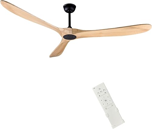 Miniatura 19 de Ventilador de techo de madera para interior/exterior de 88 pulgadas, ventilador de techo de 3 aspas con control remoto, 2 varillas, motor DC Cuerpo