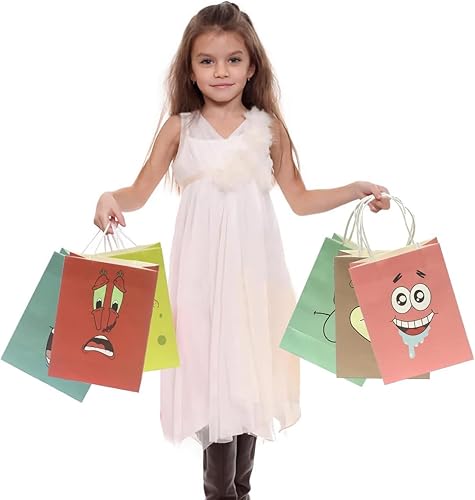 Miniatura 5 de Nivpput 12 bolsas de regalo de fiesta de dibujos animados, bonita bolsa de papel para fiesta, práctica bolsa de regalo, decoración de fiesta de