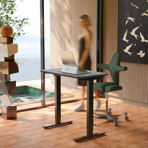 Image of HUANUO 32x19 Inch Small Electric Standing Desk, Adjustable, Grey