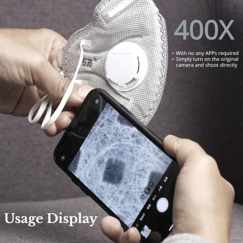 Image of Portable Digital Microscope Camera Attachment for Smartphone - 400x HD Small Mini Phone Microscope Lens for Microworld - Kids & Adults