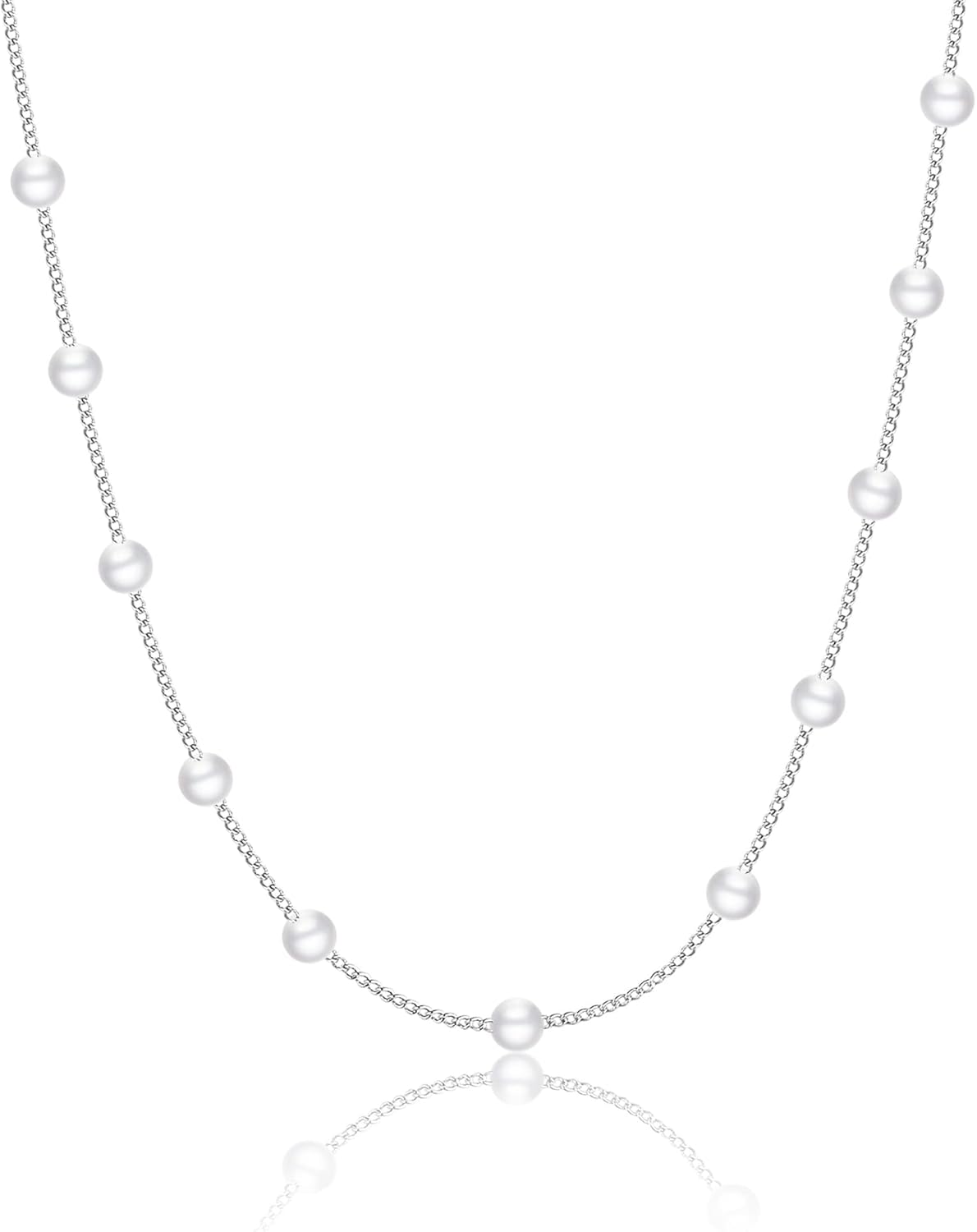 Kyerlyn Dainty Pearl Pendant Necklaces for Women 14K Gold Plated Handmade Layered Pearl Chain Necklace Delicate Layered Pearl Necklace Everyday Jewelry Gift