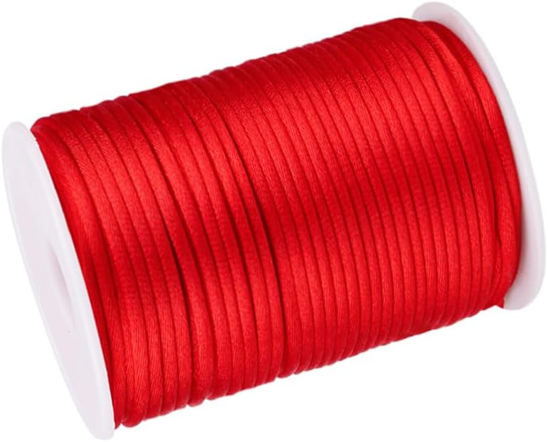 3.0 mm x 54 Yards Nylon Satin Cord Beading Braided Thread String for Chinese Knotting Rattail Macrame Bracelets Necklaces Jewelry Making (Red)