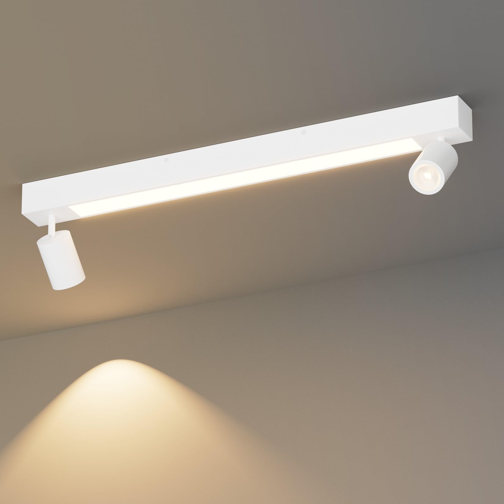 Klighten Lampara Techo con 2 Focos, 28W 2070 Lumen LED + 2 GU10 Casquillo, Focos de Techo Ajustables Moderno, Plafón Focos para Salon, Dormitorio, Cocina, Biacno, Bombilla GU10 no Incluida