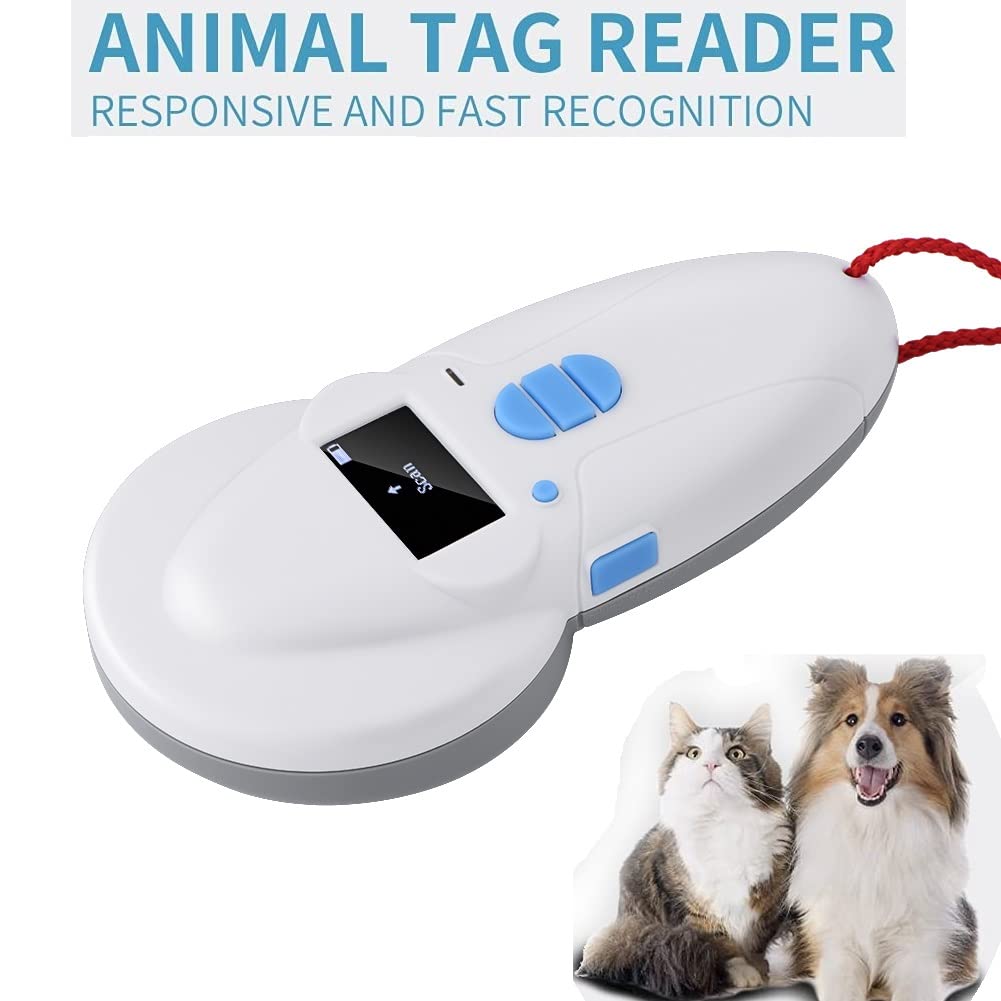 Lecteur d'identification pour animaux de compagnie, lecteur de puces RFID pour animaux - FDX-A/FDX-B (SO11784/85)/HDX/I/EM4102 Microchip Scanner, 128x64 OLED Label Display, 1400mA USB Rechargeable