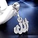 UMtrade Stainless Steel Muslim Allah Islam Islamic Crescent Rhinestone Pendant Necklace Silver