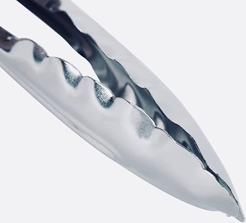 Miniatura 4 de Juego de 3 pinzas de acero inoxidable de 10 pulgadas, pinzas de cocinaservir con borde de agarre festoneado y mango recubierto de agarre