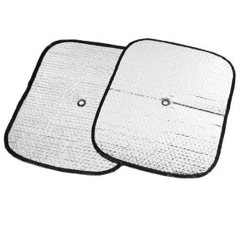Ruilogod Camión Coche 44cm x 35 cm Ventana de Parabrisas Sun Protector Tono de Plata 2 PCS