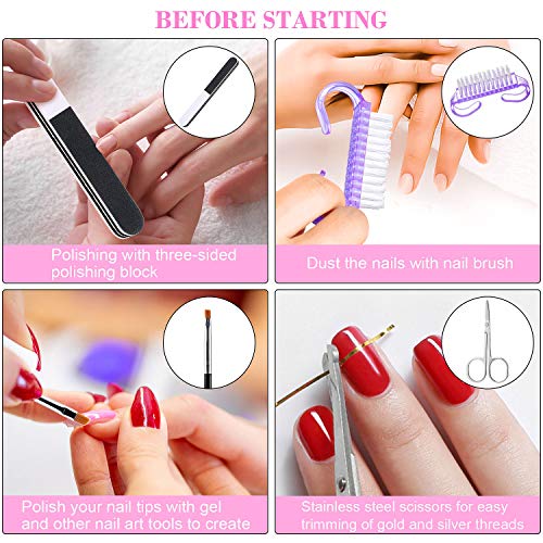 Nail Art Pinsel Set, GuKKK 39 Stücke Nageldesign-Zubehör, 15 Stücke Nagel Pinsel, 5 Stücke Dotting Pen, 10 Streifenband… – Bild 7