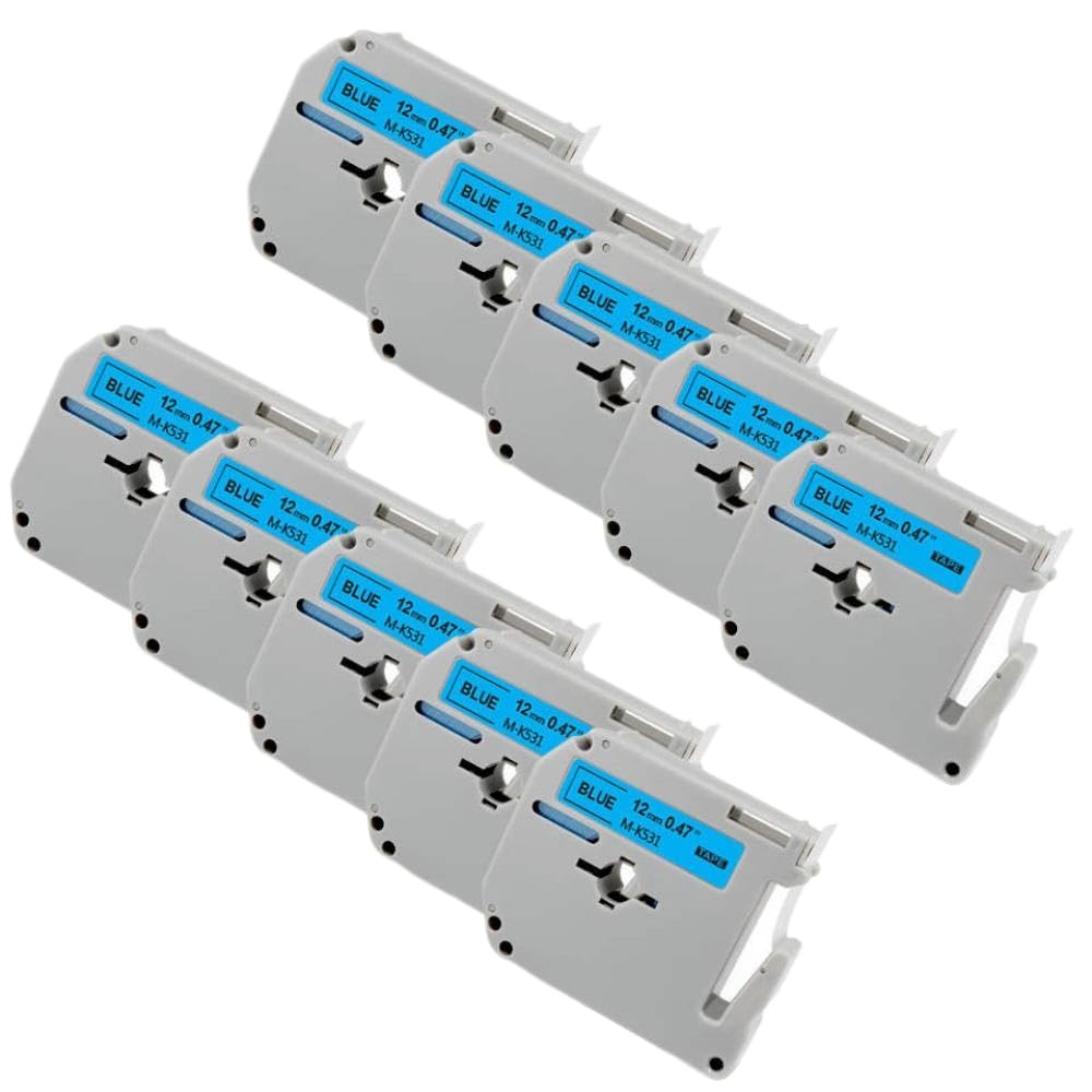 Ruban adhésif 9 12 mm M MK231 MK221 compatible avec MK 231 M K231 MK131 MK 221 PT 70 PT 80(10PK Black on Blue)