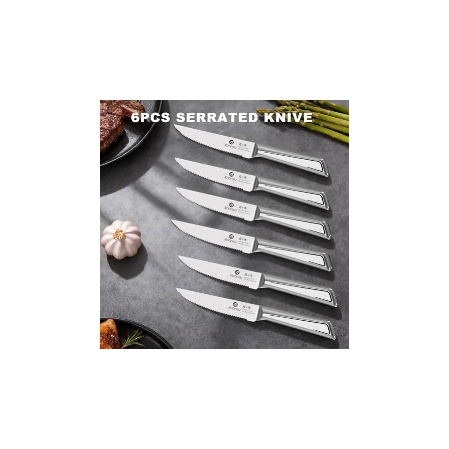 imarku Knife Kitchen Sets, Japanese Stainless Steel 14 Pcs Knife Block Set,Chef Knives with Built-in Sharpener, Dishwasher Safe, Non-Slip Ergonomic Handle,Deba Knife for Fish, Essential Home Gift