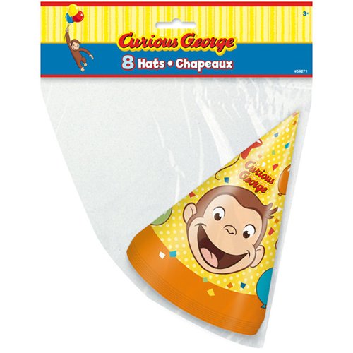 おさるのジョージ パーティーハット 8個入り 三角帽 パーティーグッズ 帽子 お誕生日会 Curious George バースデー とんがり帽子 ミニオンズ 誕生会 パーティー キャラクター 雑貨 グッズ 13277