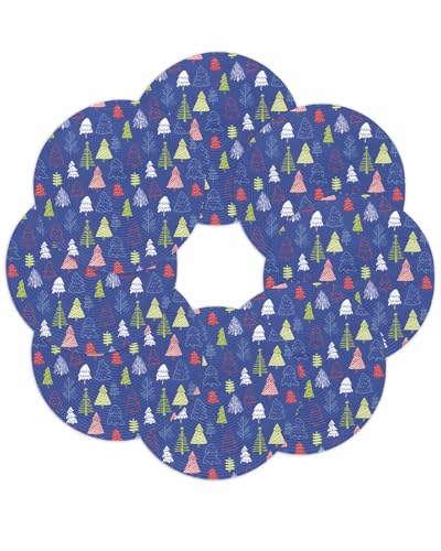 Christmas Round Placemats Set of 8 Xmas Trees Place Mats