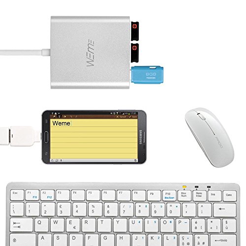 WEme Aluminum 4 Port USB 3.0 Hub With Smart Charging Port for Phone and USB OTG Converter and 5V2A Power Adapter for Samsung, LG, HTC, Motorola, Smartphone Tablet, PC, USB Wall Charger Included - Thumbnail 3