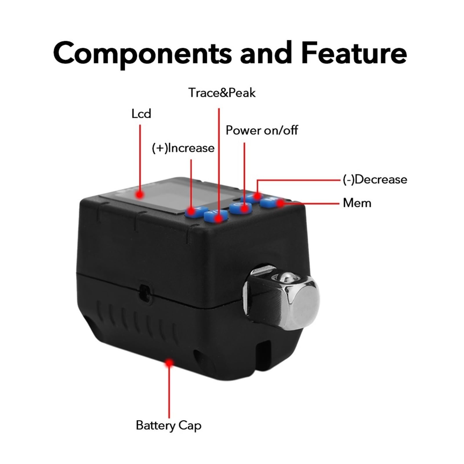 3/8 "1/4" 1/2 "wysoka dokładność cyfrowy klucz dynamometryczny elektroniczny miernik momentu obrotowego regulowany miernik momentu obrotowego Adapter uniwersalny klucz(Type B TQA2-135)