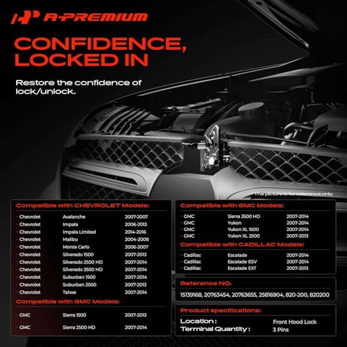 Image of A-Premium Hood Latch Lock Compatible with Chevrolet Chevy & GMC & Cadillac