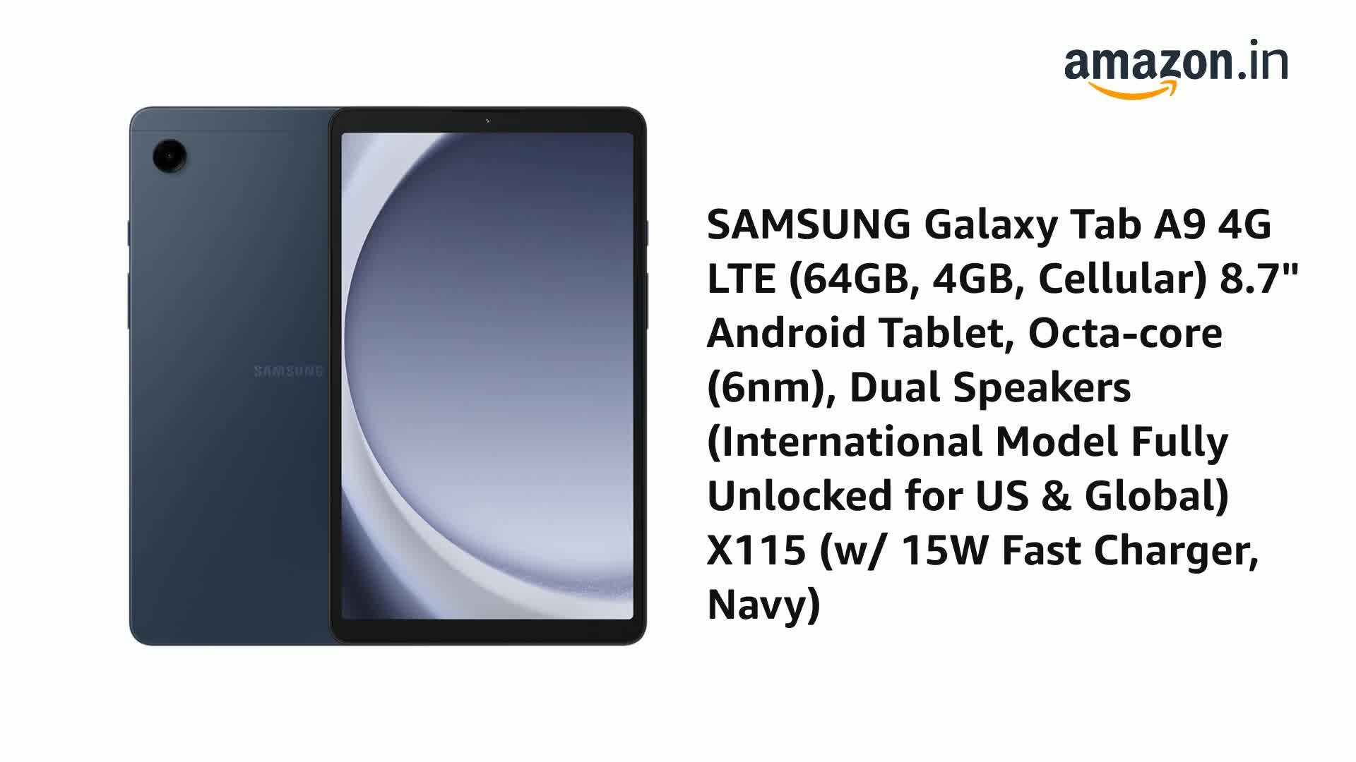 Samsung Galaxy Tab A9 X115 64GB セルラーモデル SAMSUNG Galaxy Tab A9 4G LTE (64GB, 4GB, Cellular) 8.7