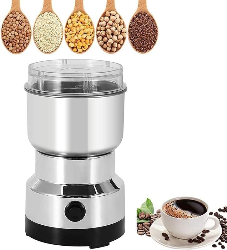 Image of Mini Electric Spice Grinder Machine One Touch Stainless Steel Coffee Masala Nuts Seeds Dry Grinding Compact Kitchen Tool Device
