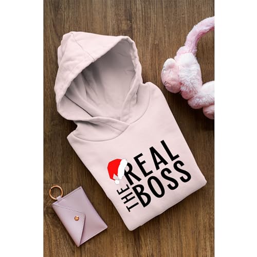 Couple Christmas Hoodie, Christmas Couple Hoodie, The Boss - The Real Boss, Couple Christmas Matching Hoodie, Funny Christmas Gifts2