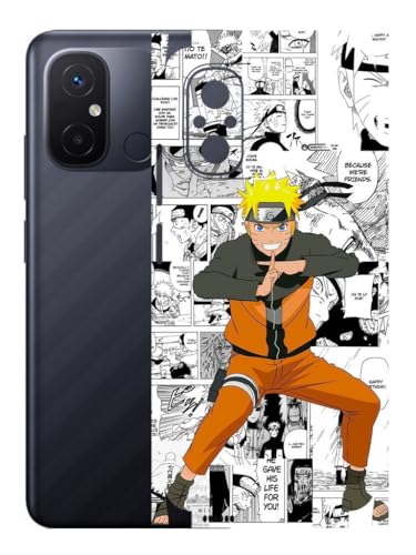 Image of AtOdds - Compatible for REDMI 12C Mobile Back Skin Sticker - Lamination - Rear Screen Guard Protector Film Wrap (Coverage - Back+Camera+Sides) (Design - Naruto Graffiti)
