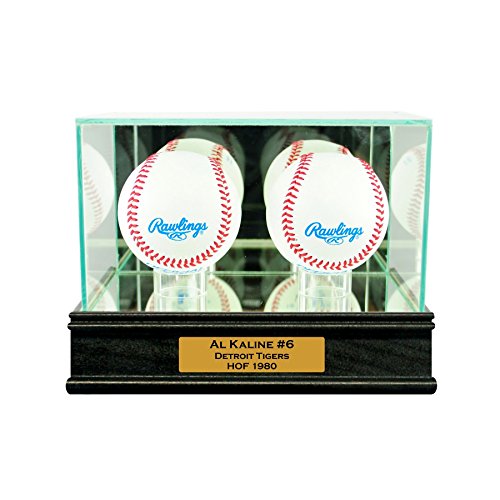 Double Baseball Display Case with Engraving Black Color