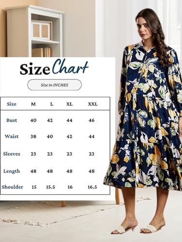 Image of MomToBe Women's Rayon Maternity Dress /Western Dress with Zippers for Nursing Pre and Post Pregnancy (Navy Blue ; Large)