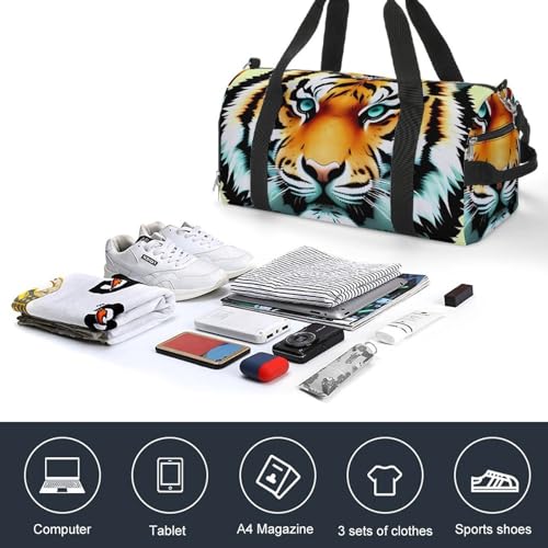 Sac de gym imprimé petite tête de tigre avec compartiments pratiques - 4