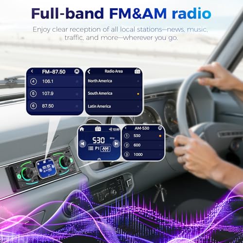 Radio para auto Single DIN con pantalla táctil y Bluetooth miniatura 5
