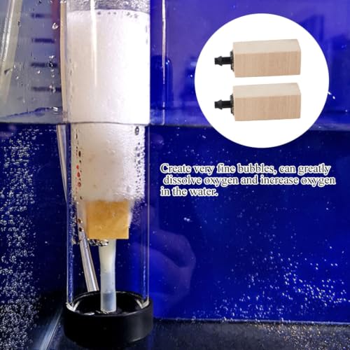 Image of TOPINCN Wooden Air Bubble Stone Diffuser, 2Pcs, Fine Bubbles for Aquarium, Pond, Hydroponic & Circulation System