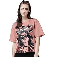 THE DRY STATE Women’s Cotton All Over Print Multicolor Oversize Tshirt
