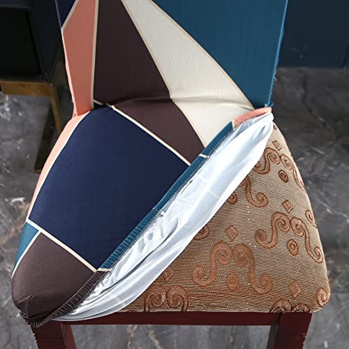 Image of House of Quirk Elastic Chair Cover Stretch Removable Washable Short Dining Chair Cover Protector Seat Slipcover (Pack of 1, Green Peach Prism)