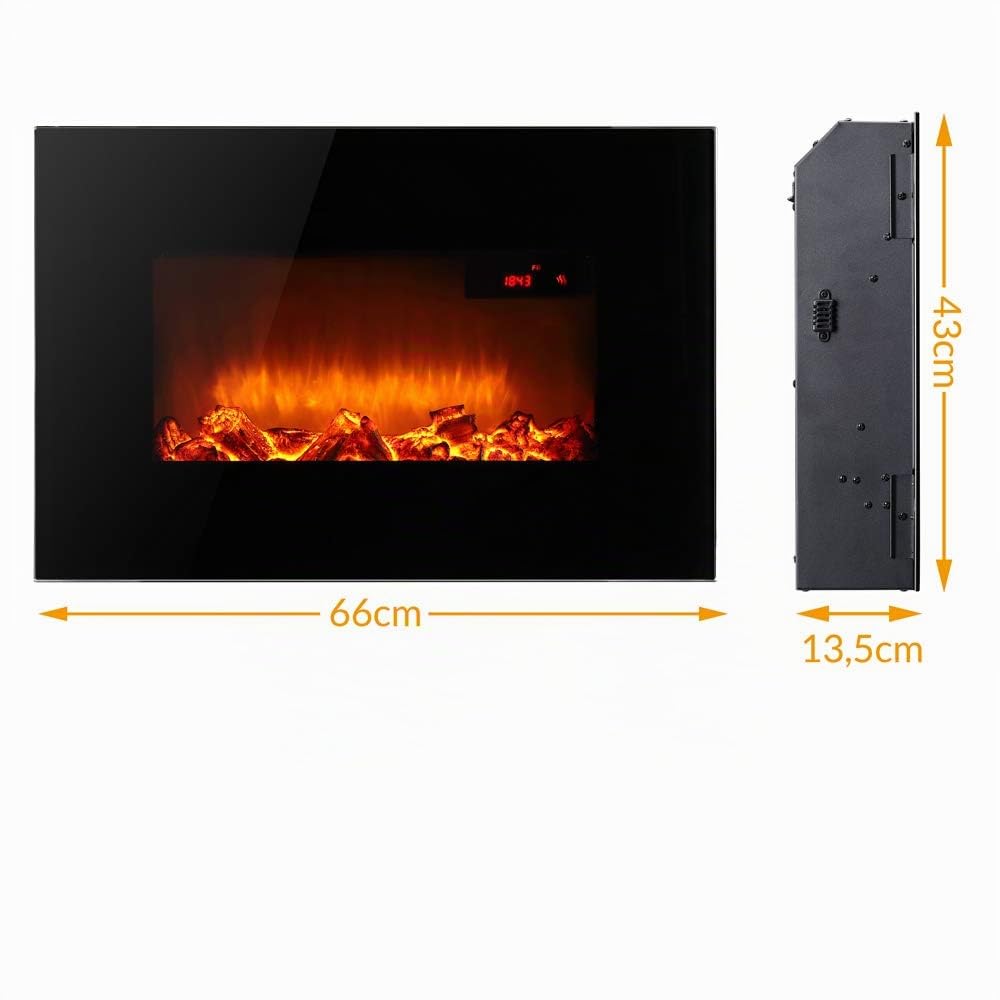 Monzana Caminetto a Parete Camino Elettrico Display Head Up 900W / 1800W Termostato Telecomando Timer Regolabile