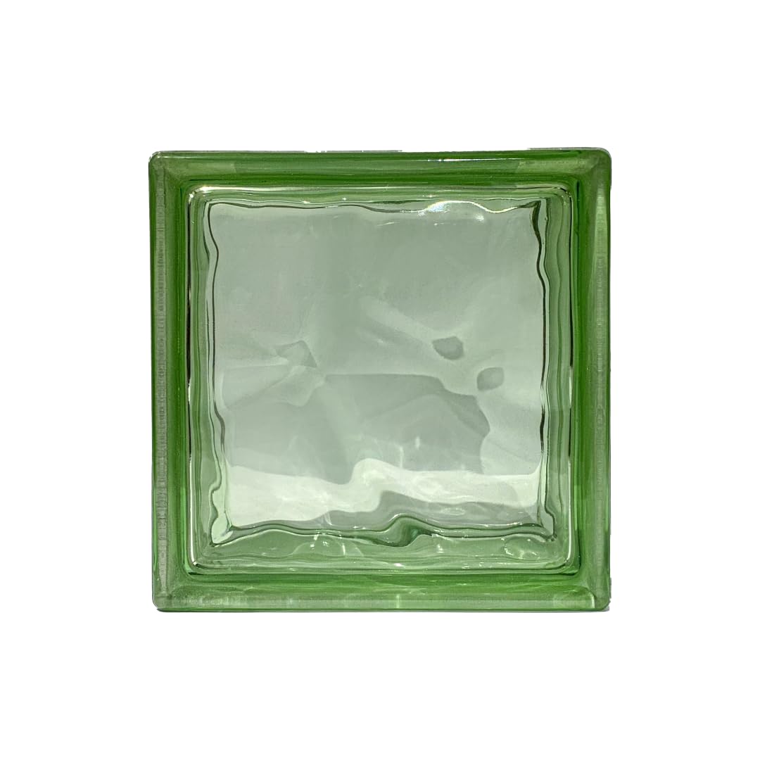 Bloque de vidrio Pavés Smart Ondulado Coloreado en la masa Verde | Dimensión 190x190x80 mm | Euro/pza. 5,80 |Unidad de venta: una caja de 6 pzas.