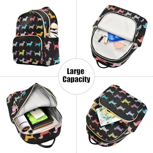 Image of ALAZA Funny Dachshund Dog Puppy Women Backpack Purse Ladies Fashion Shoulder Bag Daypack Travel Bag 7.5L