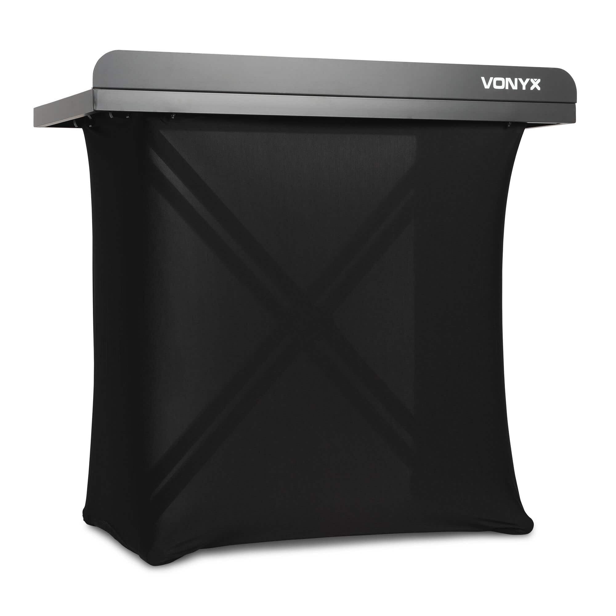 Vonyx DBE100 - Mobiler DJ Tisch, 1 Meter, Höhenverstellbarer Stehtisch, 20kg Belastbar, DJ Pult mit Husse - Stabiler Multifunktionstisch für DJ & Messe – Inkl. Tasche, 100x50cm Schwarz