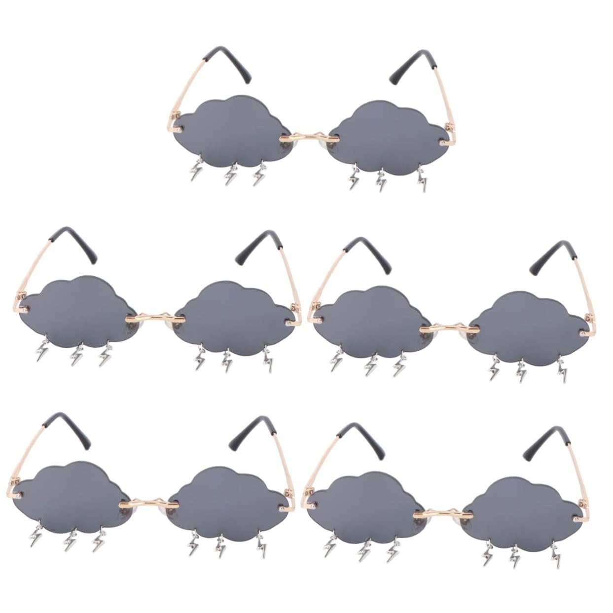 SHERCHPRY 5 pares de lentes de sol de nube, anteojos de sol sin montura, gafas de discoteca, gafas de sol de corazón para niños, gafas de sol de moda de los años 70, gafas de sol rosa con gotas de