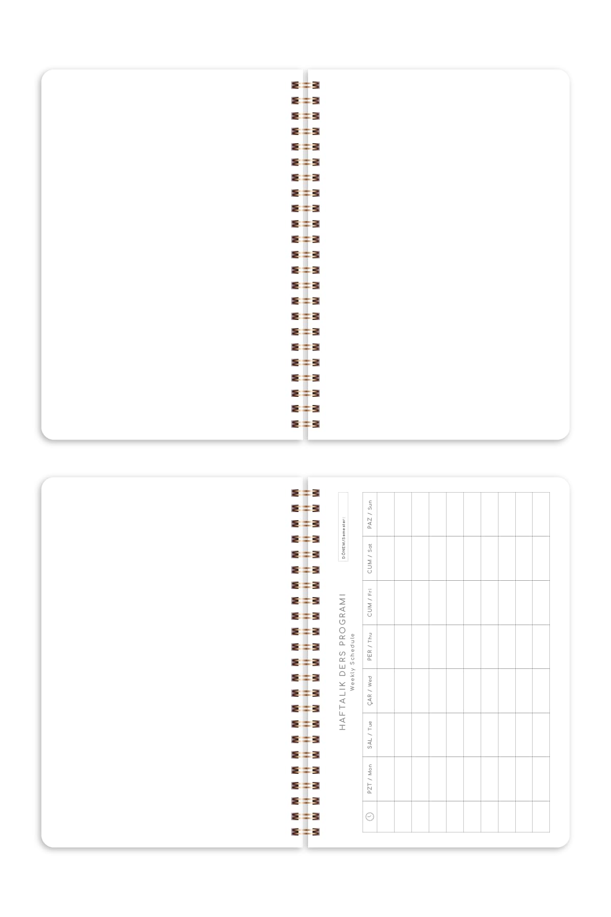 PAPERORA A5 Spiralli Karton Kapak 2’li Set Düz Çizgisiz Okul Defteri 80 yaprak, Ders Programlı Kiraz