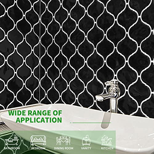 Longking 10-Sheet Black Arabesque Tile Peel And Stick Backsplash, 12” X 12” Self Adhesive Wall Tiles, Stick On Backsplash For Kitchen & Bathroom #TOP2