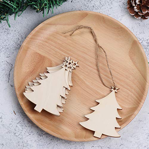WINOMO 50 peças de ornamentos de Natal de madeira inacabados árvore de Natal recortes de madeira eti