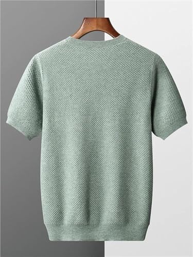 Mens Round Neck Wool Short Sleeve Pullover Stitch Vest Casual Sweater Lightweight Comfortable Top3