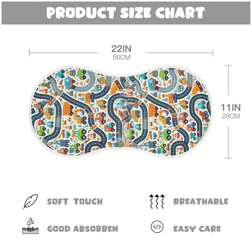 Kigai Cute Cars Route Baby Muslin Burp Cloths 2 Pack, Soft 4 Absorbent Layers Cotton Burp Rags for Newborn Girls Boys2