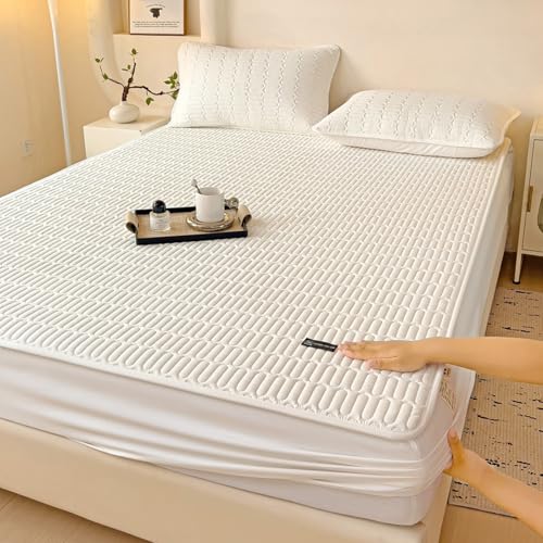 JIANINGHOME - Protector de colchón impermeable de 90 x 200, acolchado - Sábana bajera de algodón y muy suave y un ajuste perfecto