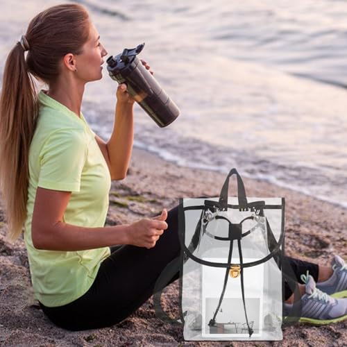 Mochila escolar transparente de PVC impermeable con asas reforzadas 3