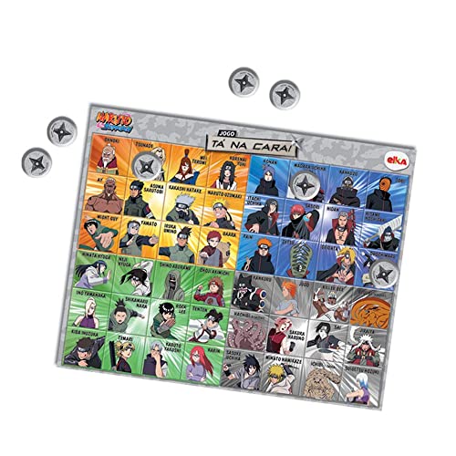 Elka Jogo Tá na Cara - Naruto Shippuden, (bandana preta c/prata), (fichas prata)