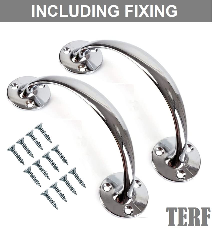TERF® Heavy Duty Vintage Style Bow Door Pull Handle Chrome 150mm (6 inch) Including Fixing Screw for Kitchen Cupboard Cabinet Drawer Door Pull Handle - Image 2
