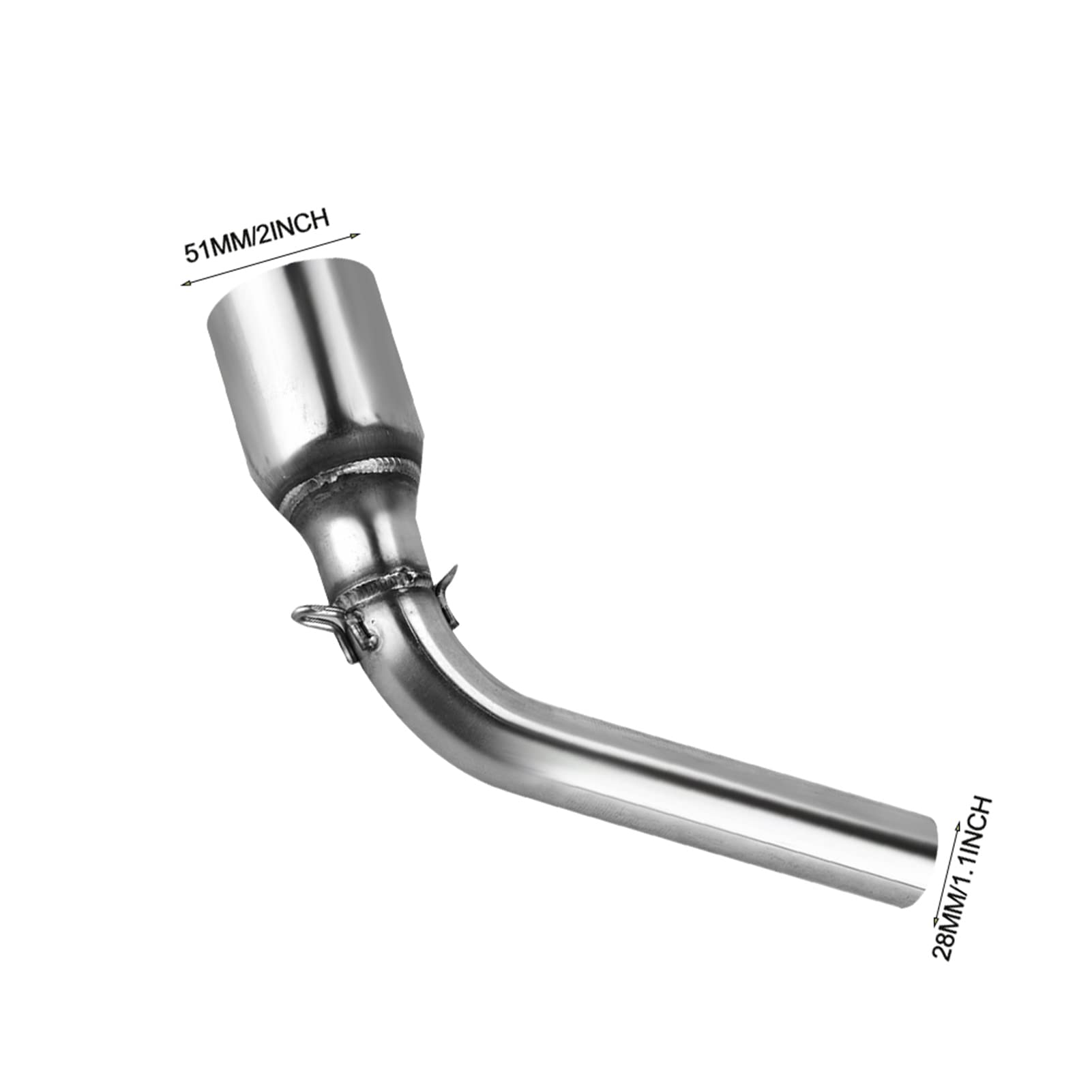 KIMISS Tuyau Central D'échappement Moto Adaptateur de Connexion de Tuyau Intermédiaire en Acier Inoxydable pour MSX125 2013-2015,Argent