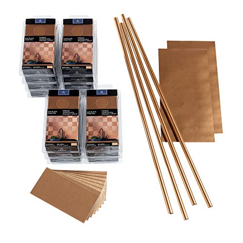 Aspect Peel and Stick Backsplash 3in x 6in Brushed Copper Short Grain Metal Tile 15 Sq Ft Kit for Kitchen and Bathrooms