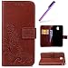 Produktbild HMTECH GGalaxy A8 Plus 2018 Hülle Lucky Clover Blumen Prägung PU Leder Ledercase Flip Tasche Wallet Schutzhülle Handytasche Hülle für Samsung Galaxy A8 Plus 2018,Lucky Clover:Brown