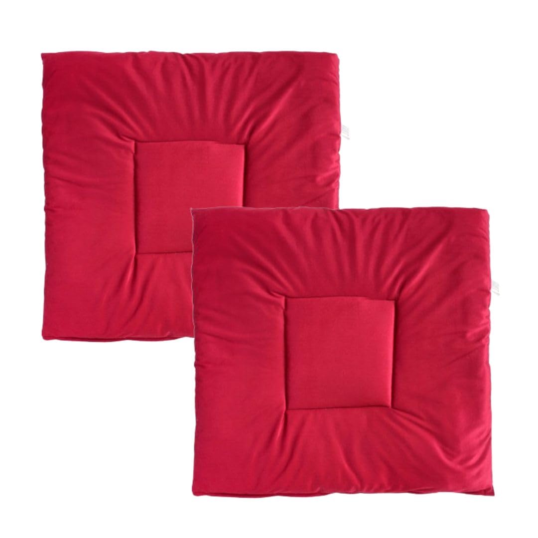 washable pooja aasan for home/ghar mandir | meditation yoga mat | floor sitting rugs for katha hawan prayer | super soft & microfiber filling | 29"x29" (maroon) pack of 2