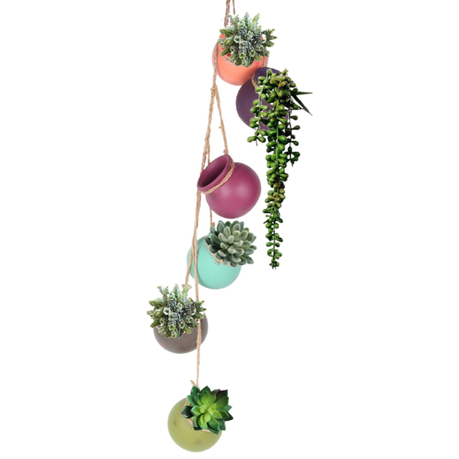 YROHGKPN 6PCS Hanging Dangling Ceramic Pot Colorful Wall or Ceiling Mount Plant Pots Planter Small Pots for Succulents Outdoor Indoor on Wall