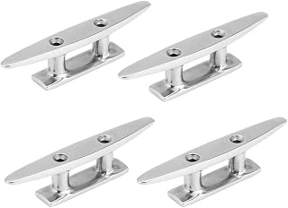 Boat Cleats, Keenso 4Pcs 4" Stainless Steel Boat Mooring Dock Cleat Deck Rope Cleat Dock Bumpers for Marine Yacht (4Pcs)